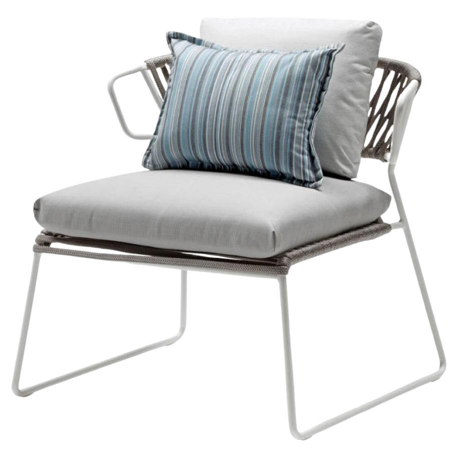 Modern Grey Armchair Outdoor or Indoor in Metal and Ropes, 21 century For Sale