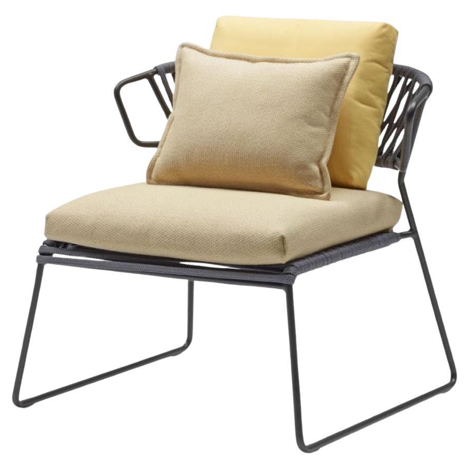 Modern Yellow Armchair Outdoor or Indoor in Metal and Ropes, 21 century For Sale