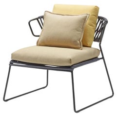 Moderner gelber Sessel für draußen oder Indoor aus Metall und Seilen, 21.