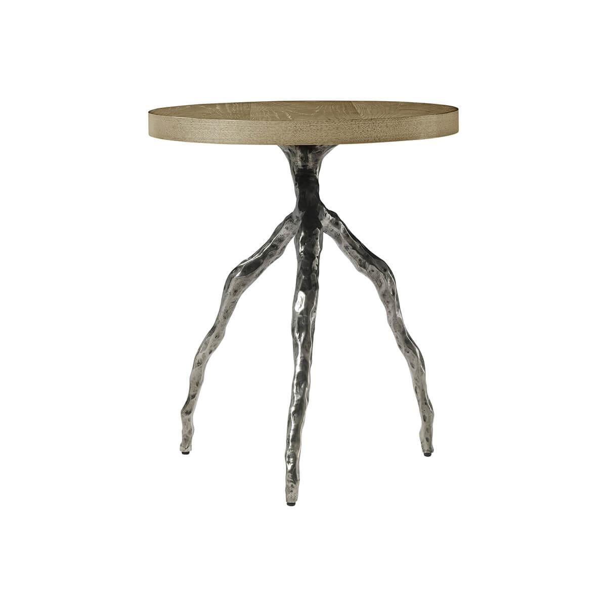 Organic Modern Modern Faux Bois Accent Table - Dune Finish For Sale