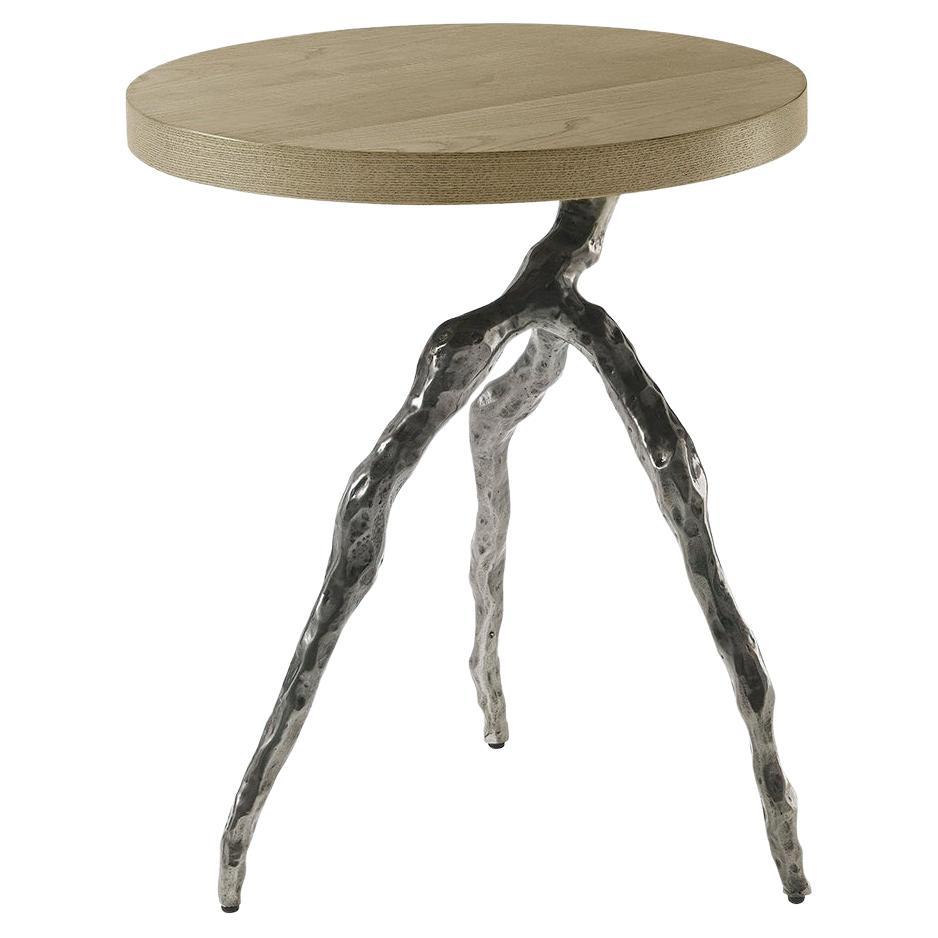 Modern Faux Bois Accent Table - Dune Finish For Sale