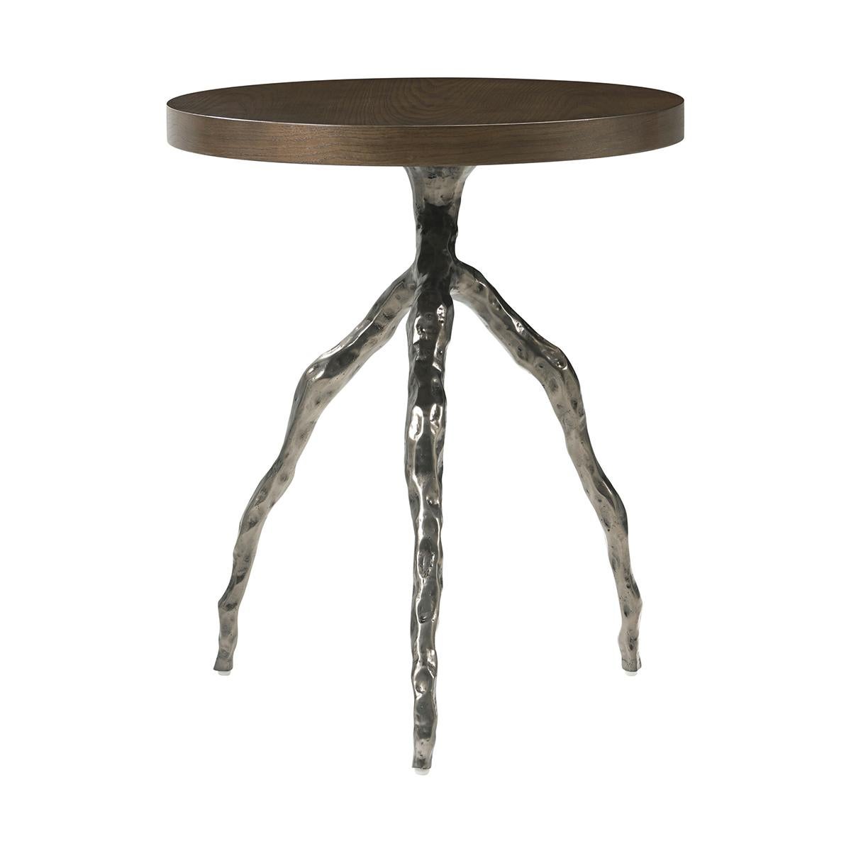 Organic Modern Modern Faux Bois Accent Table - Earth Finish For Sale
