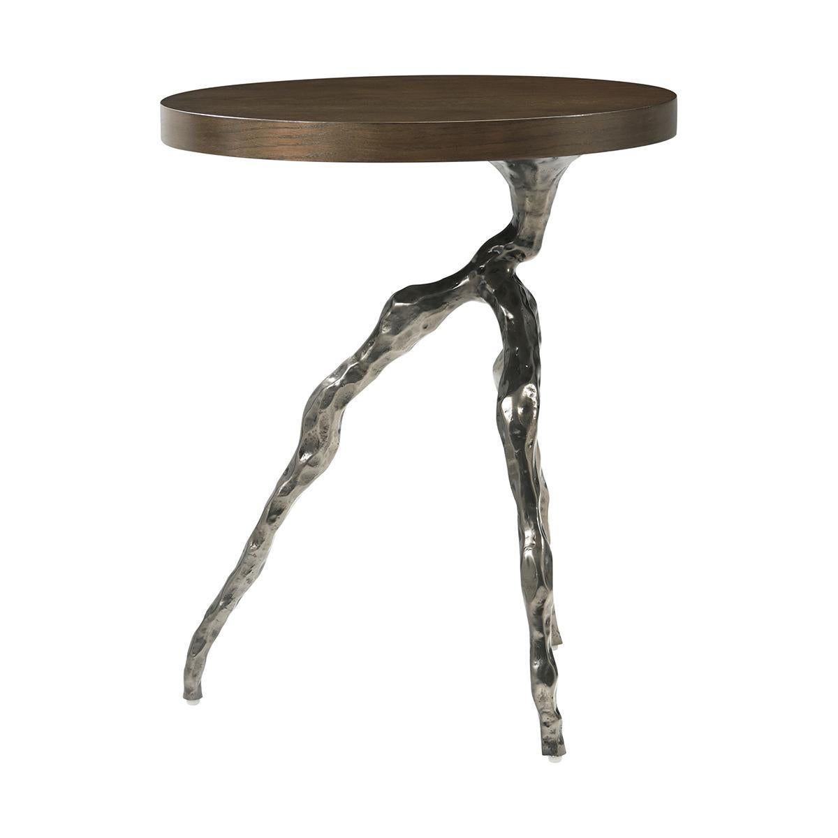 Vietnamese Modern Faux Bois Accent Table - Earth Finish For Sale