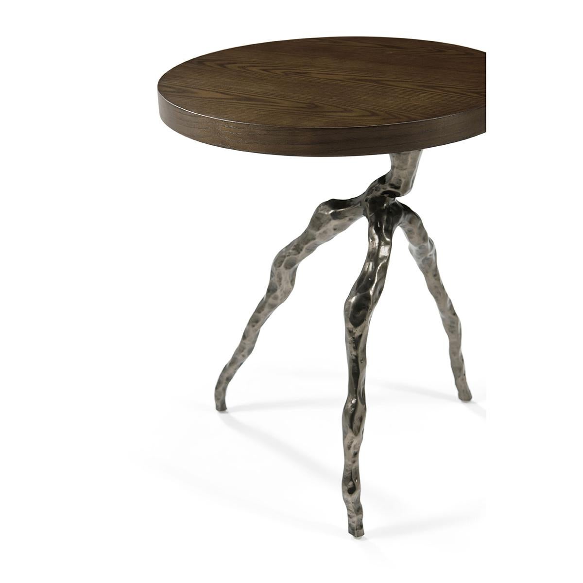 Contemporary Modern Faux Bois Accent Table - Earth Finish For Sale