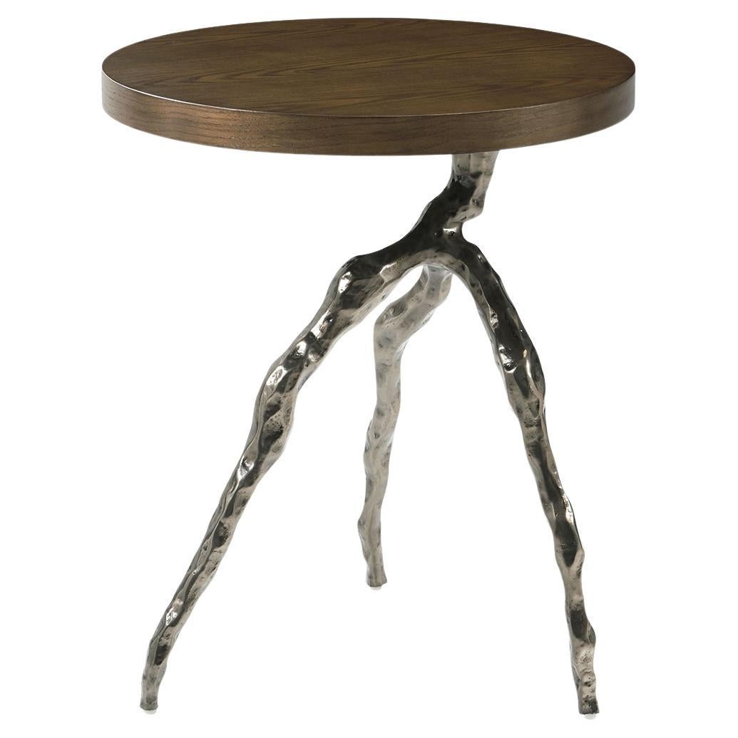 Modern Faux Bois Accent Table - Earth Finish For Sale