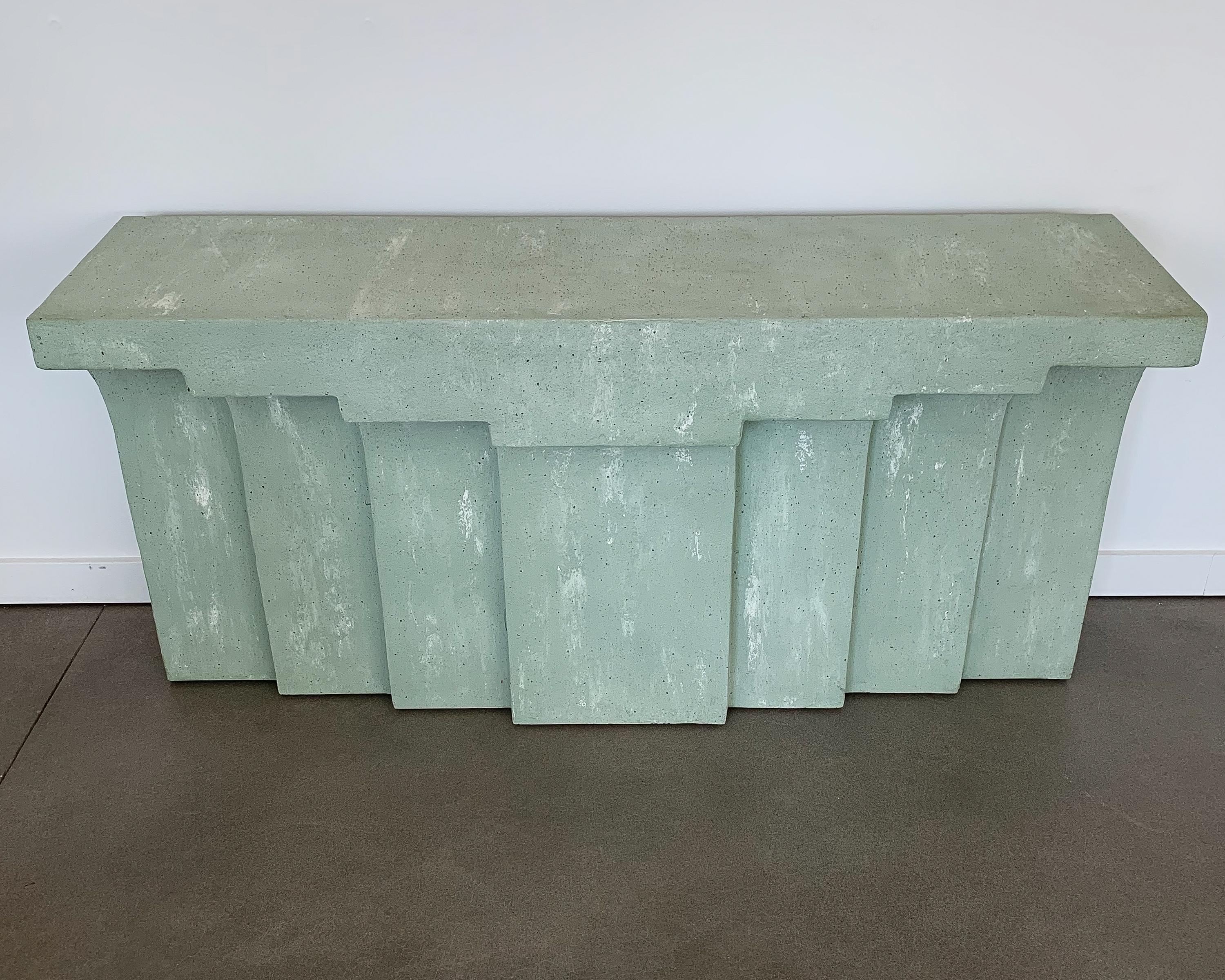faux concrete console table