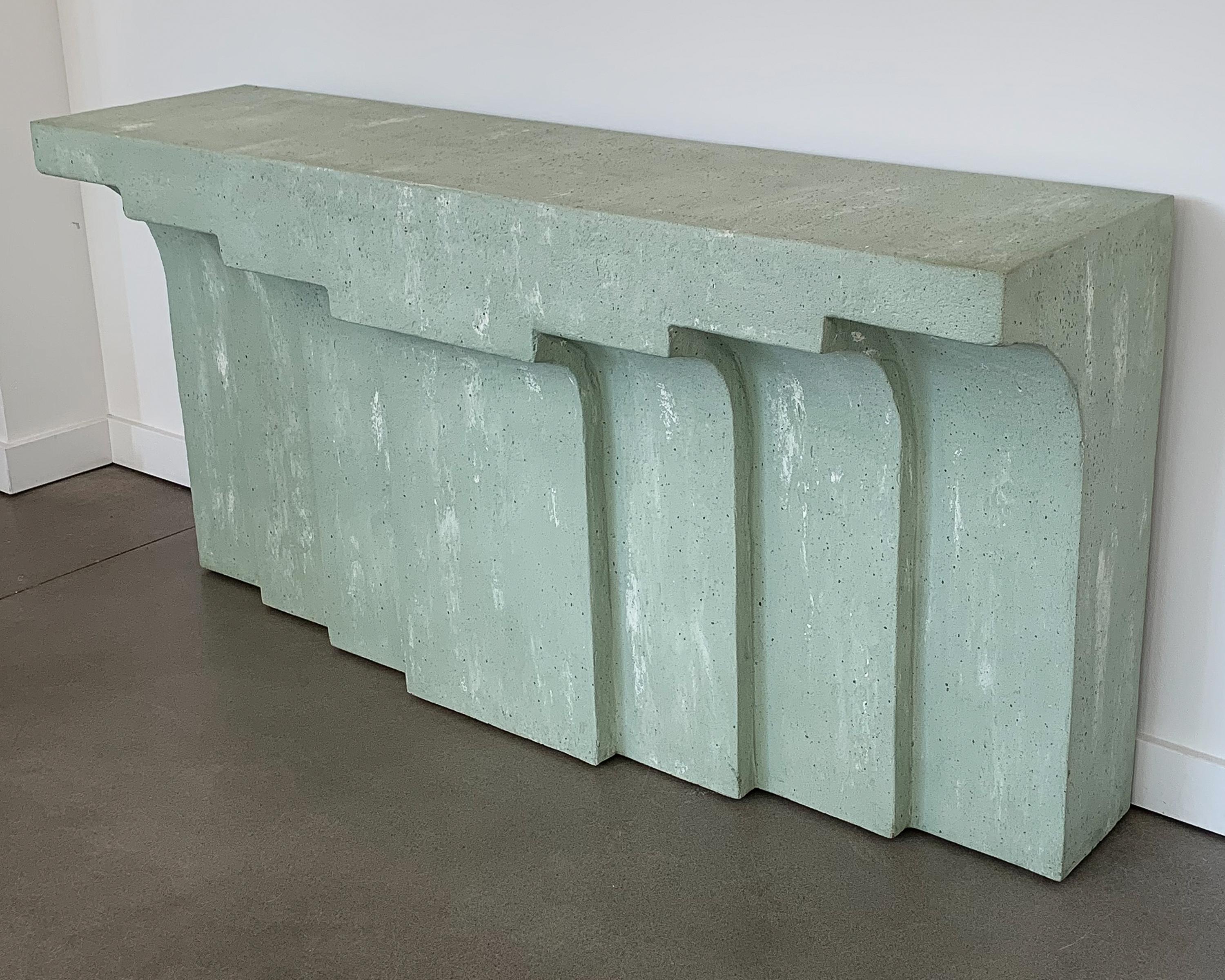 Modern Faux Concrete or Plaster Console Table In Excellent Condition In Chicago, IL