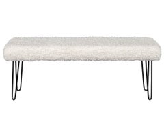 Modern Faux Curly Sherpa Poodle Bench