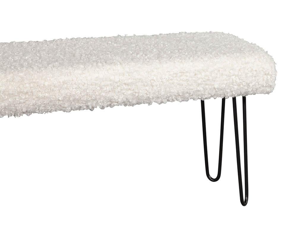 Canadian Modern Faux Curly Sherpa Poodle Bench