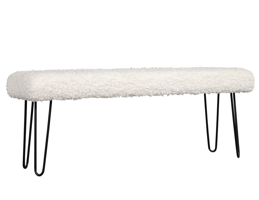 Modern Faux Curly Sherpa Poodle Bench In New Condition In North York, ON