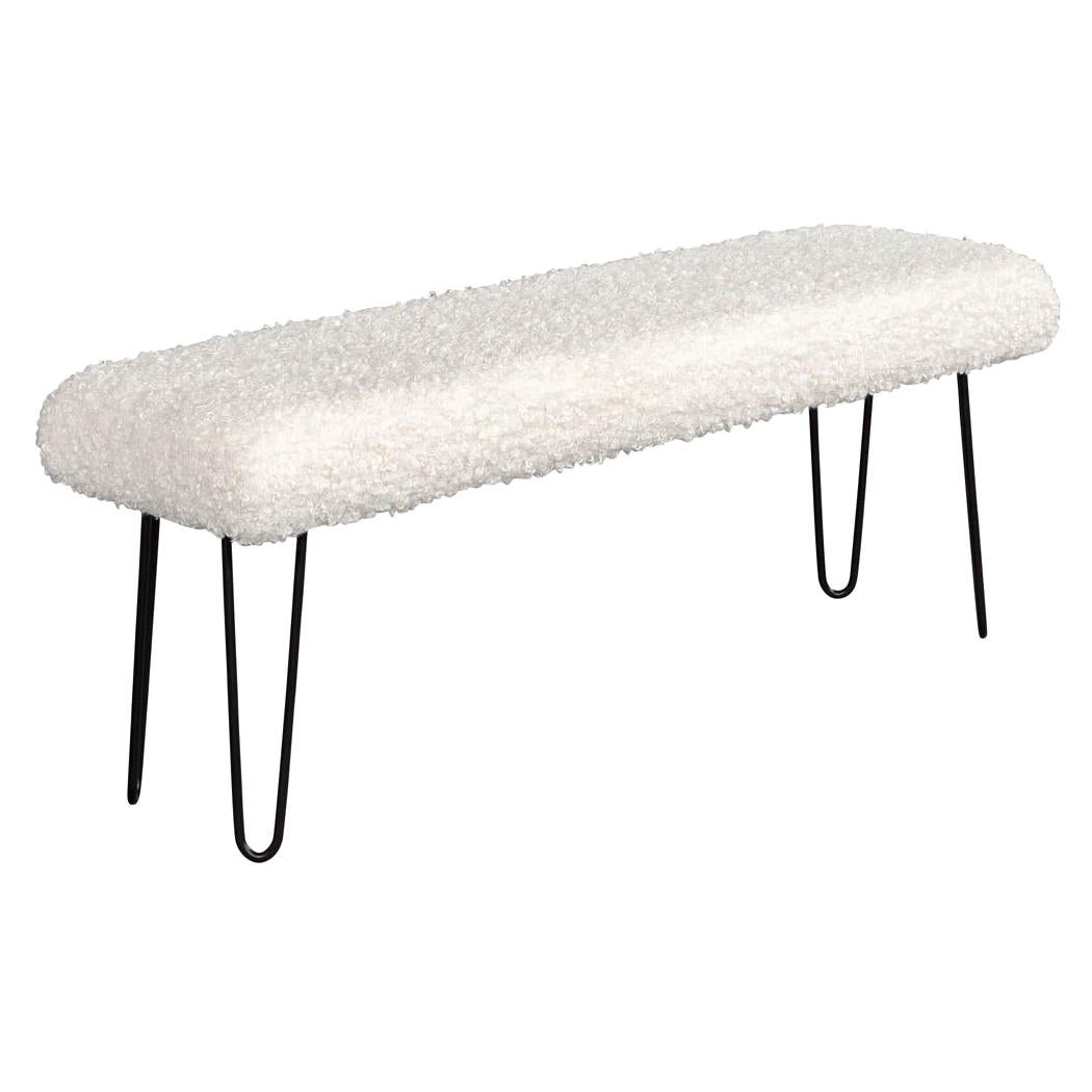 Modern Faux Curly Sherpa Poodle Bench