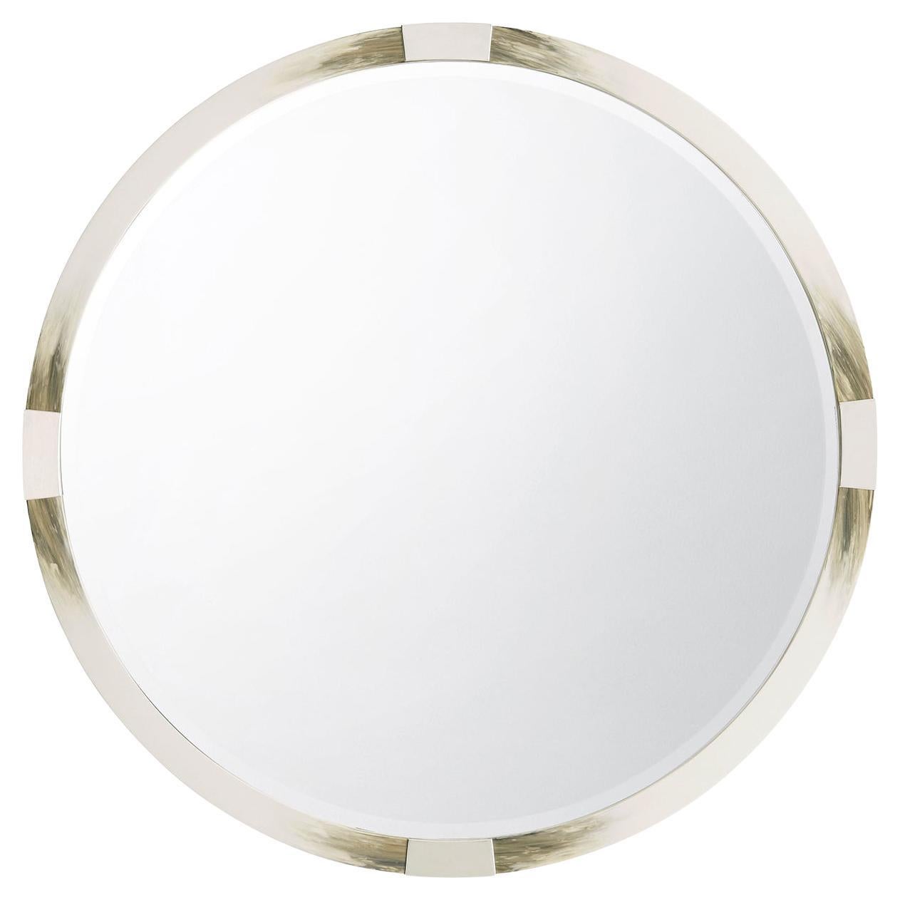 Modern Faux Horn Round Mirror For Sale