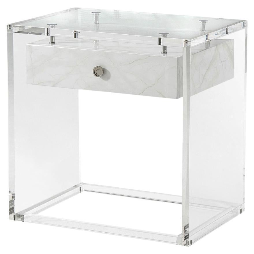 Modern Faux Marble Suspension Acrylic Side Table