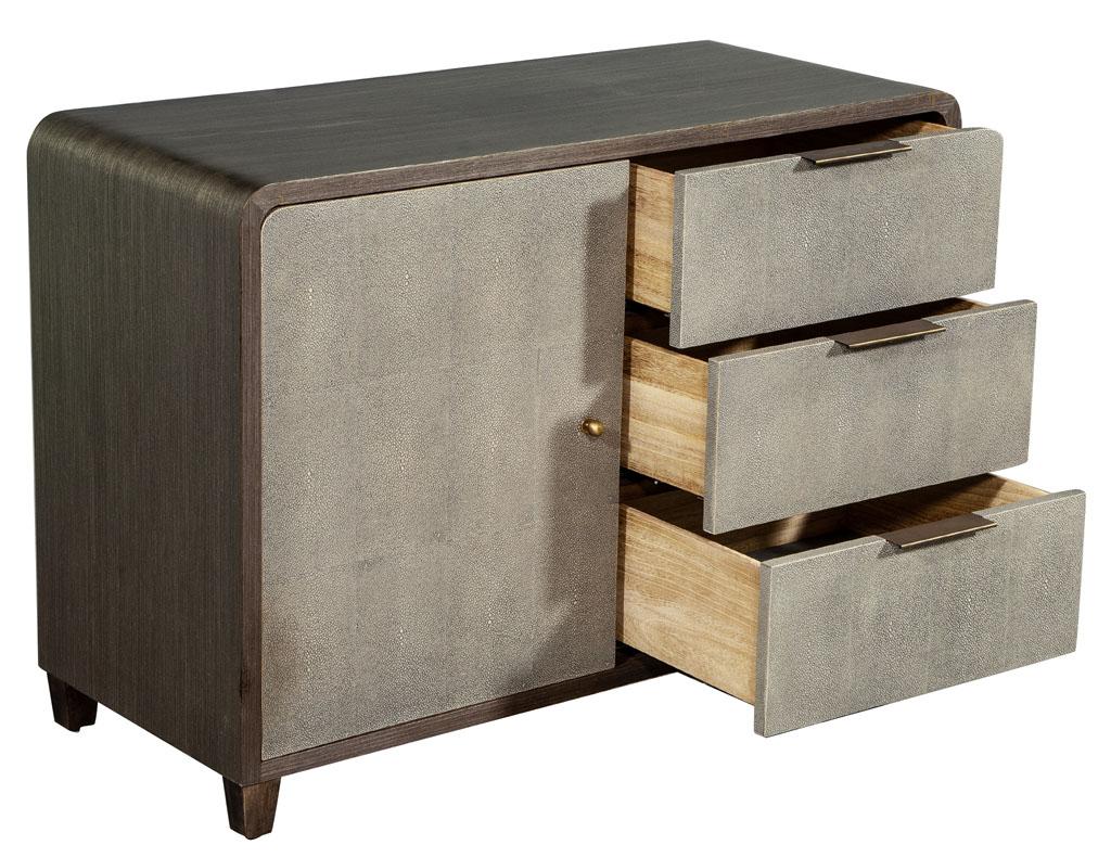 Contemporary Modern Faux Shagreen Cabinet Dry Bar