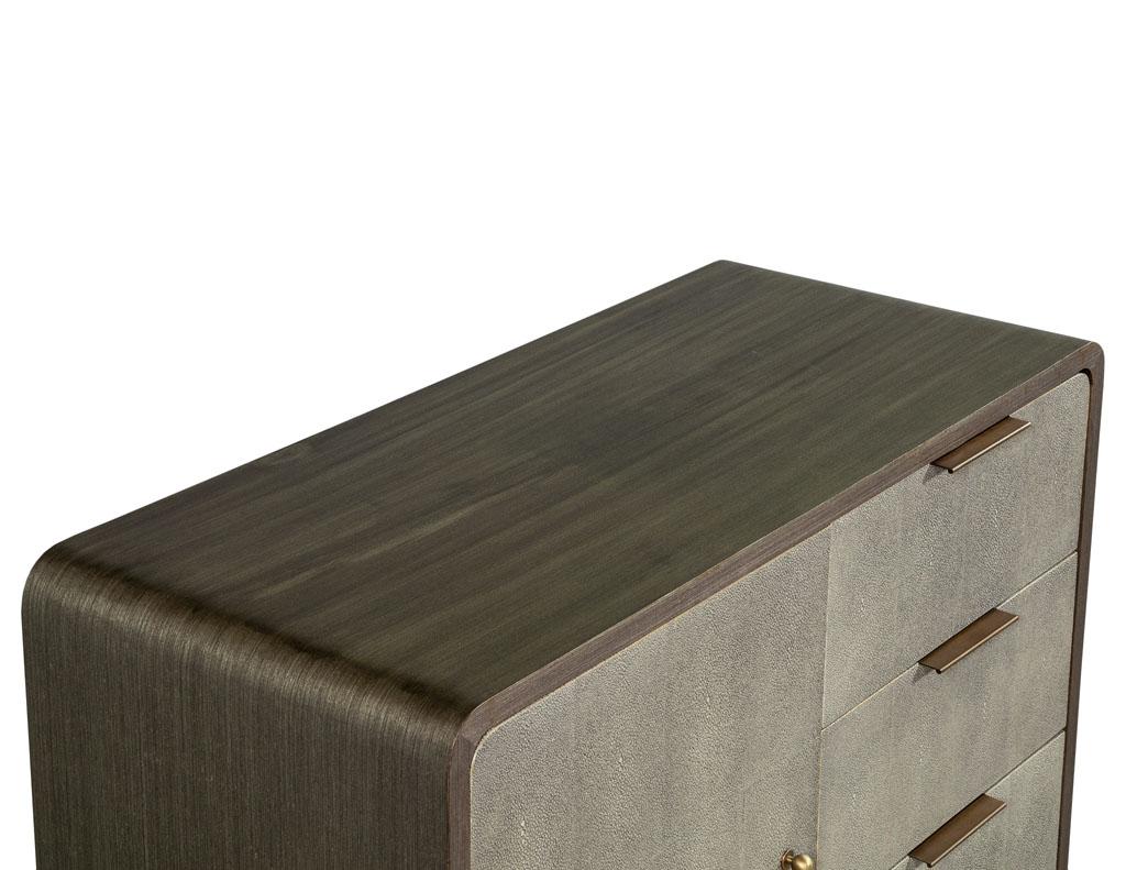 Bronze Modern Faux Shagreen Cabinet Dry Bar