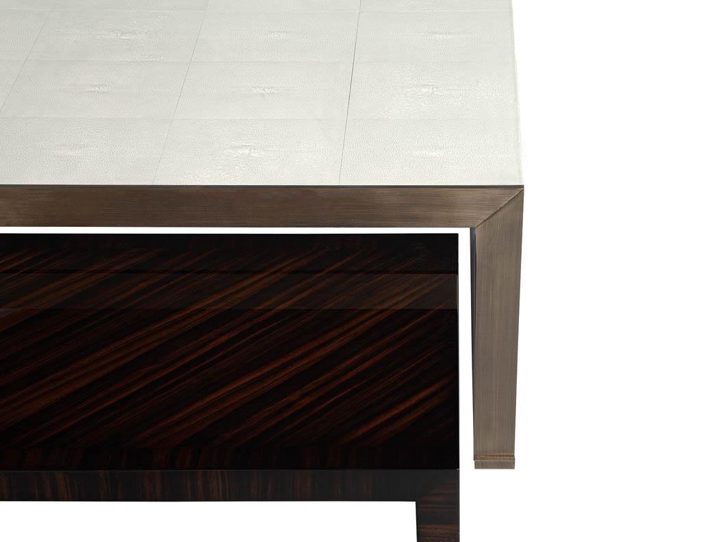 Modern Faux Shagreen Coffee Table with Macassar Nesting Tables For Sale 2