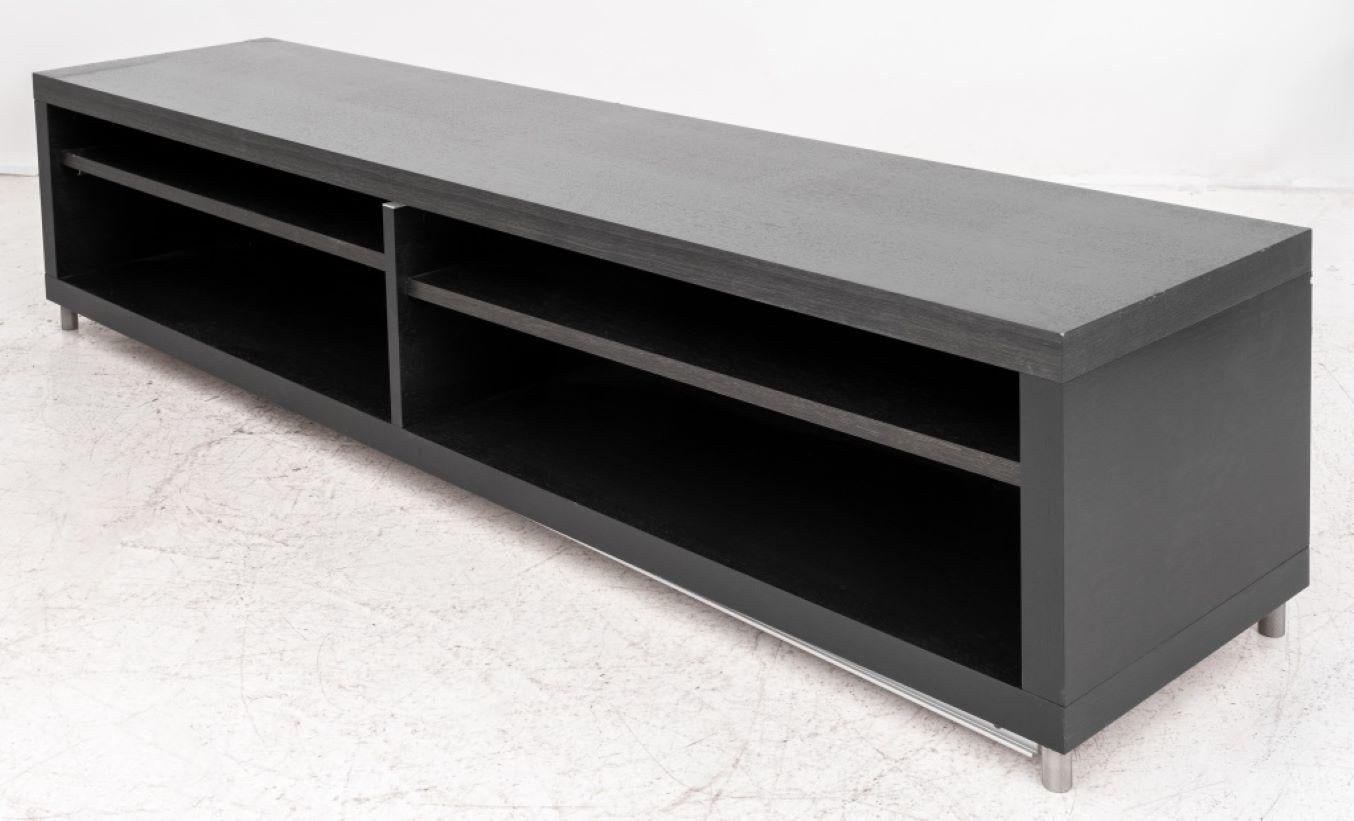 Modern Faux Wenge Wood Entertainment Console In Good Condition For Sale In Astoria, NY