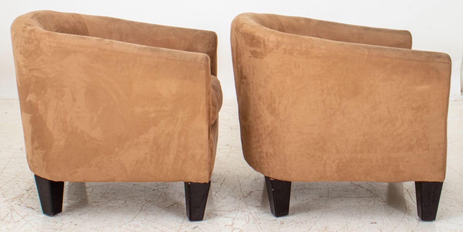 20th Century Modern Fawn Ultrasuede Tub Chairs, 2