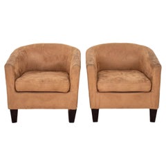 Modern Fawn Ultrasuede Tub Chairs, 2