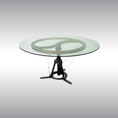 Modern "Fe-Tisch" Dining GlassTable by Deconstructon Designer Helmut Palla 1986