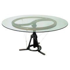 Modern "Fe-Tisch" Dining GlassTable by Deconstructon Designer Helmut Palla 1986