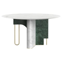 Mid-Century Modern Ferreirinha Marble Dining Table, Handmade Portugal Greenapple