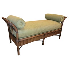 Vintage Modern Ficks Reed Fabric Bamboo and Rattan Sofa