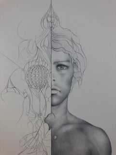 Moderne figurative Kunst, Dali-inspirierte surrealistische Zeichnung von Gerald Moreno
