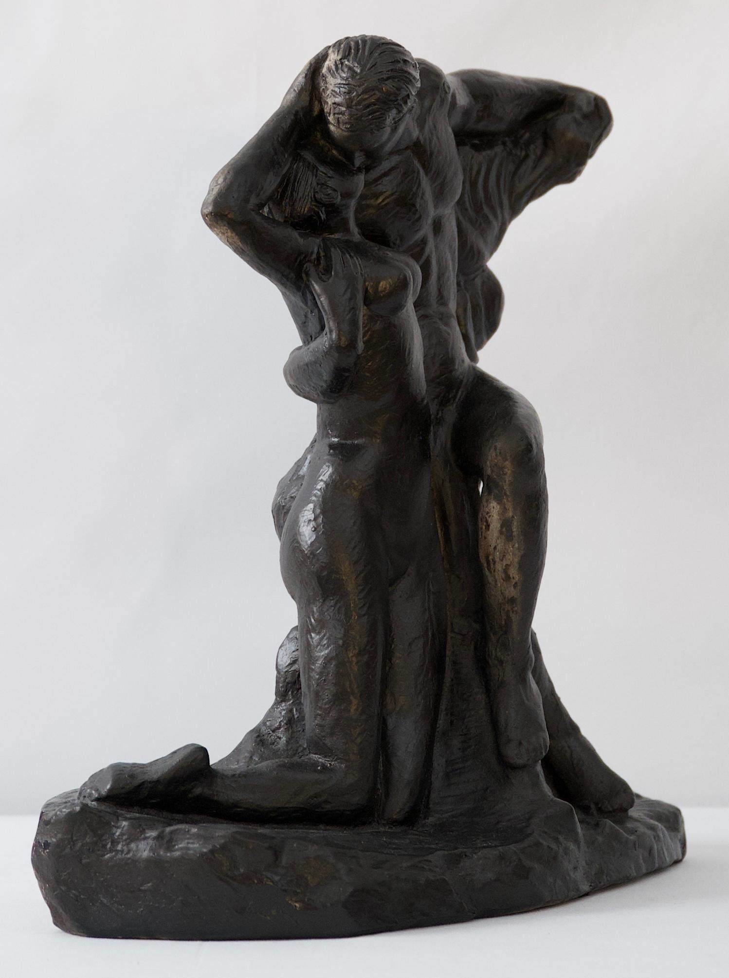 Modern Figurative Sculpture Embracing Couple  In Good Condition For Sale In Miami, FL