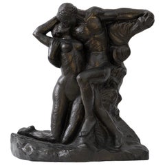 Modern Figurative Sculpture Embracing Couple