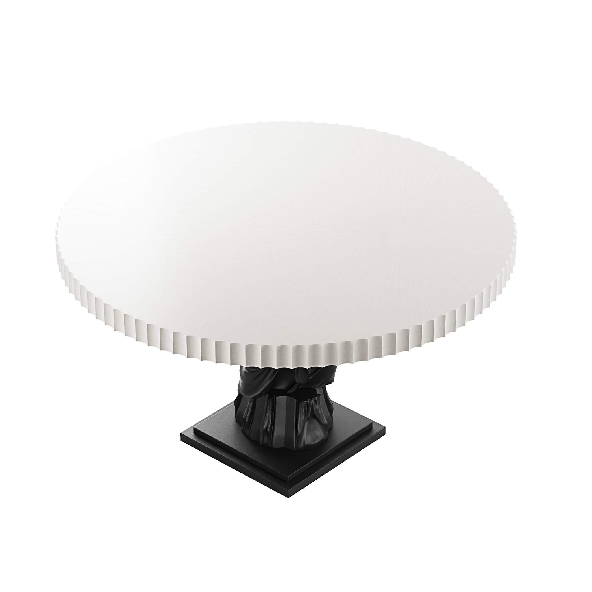 round scalloped dining table