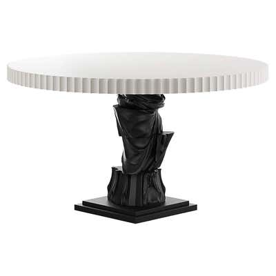 Button Racetrack Dining Table in Oxidized and Cerused Rift White Oak ...
