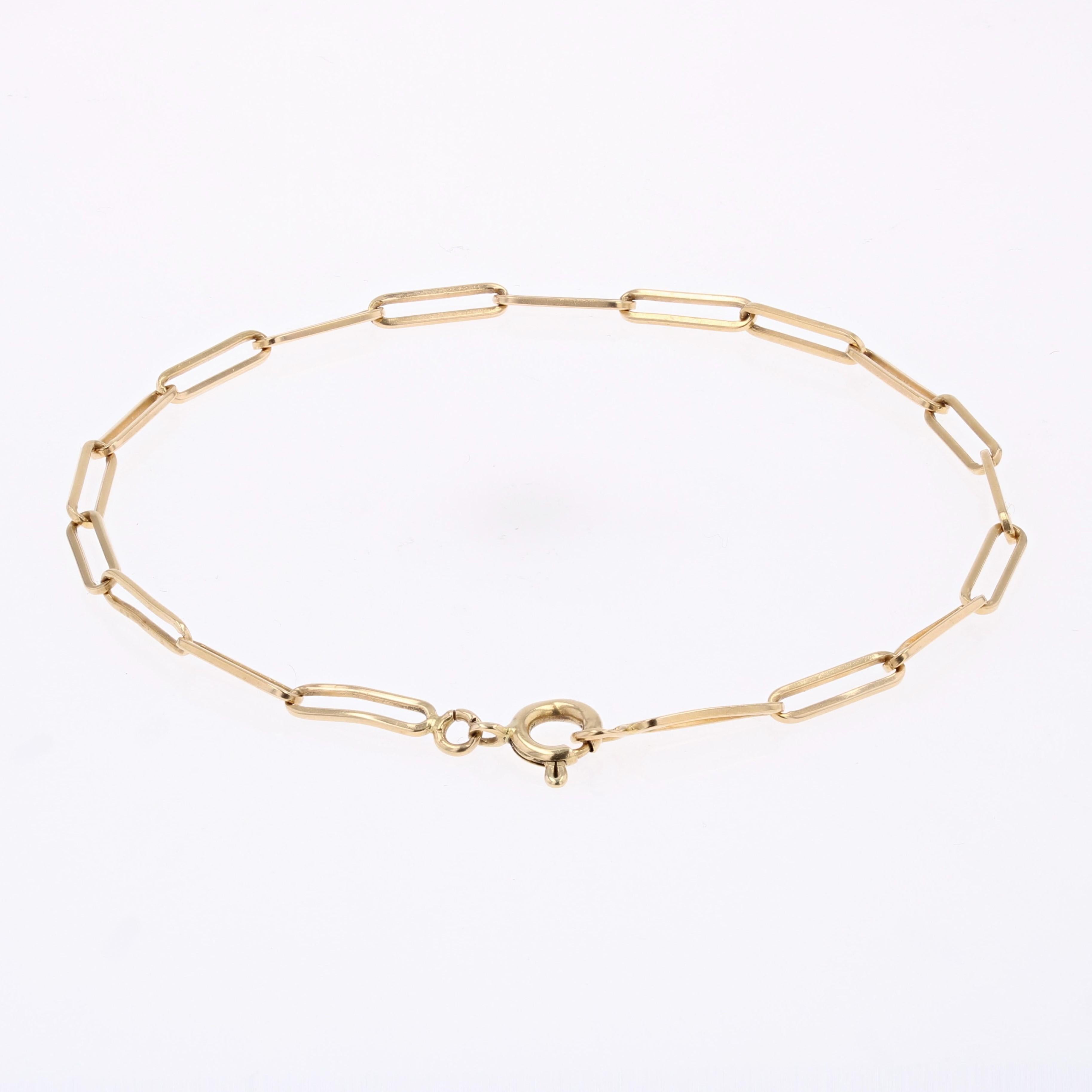 Women's or Men's Modern Fine 18 Karat Yellow Gold Rectangular Link Bracelet For Sale