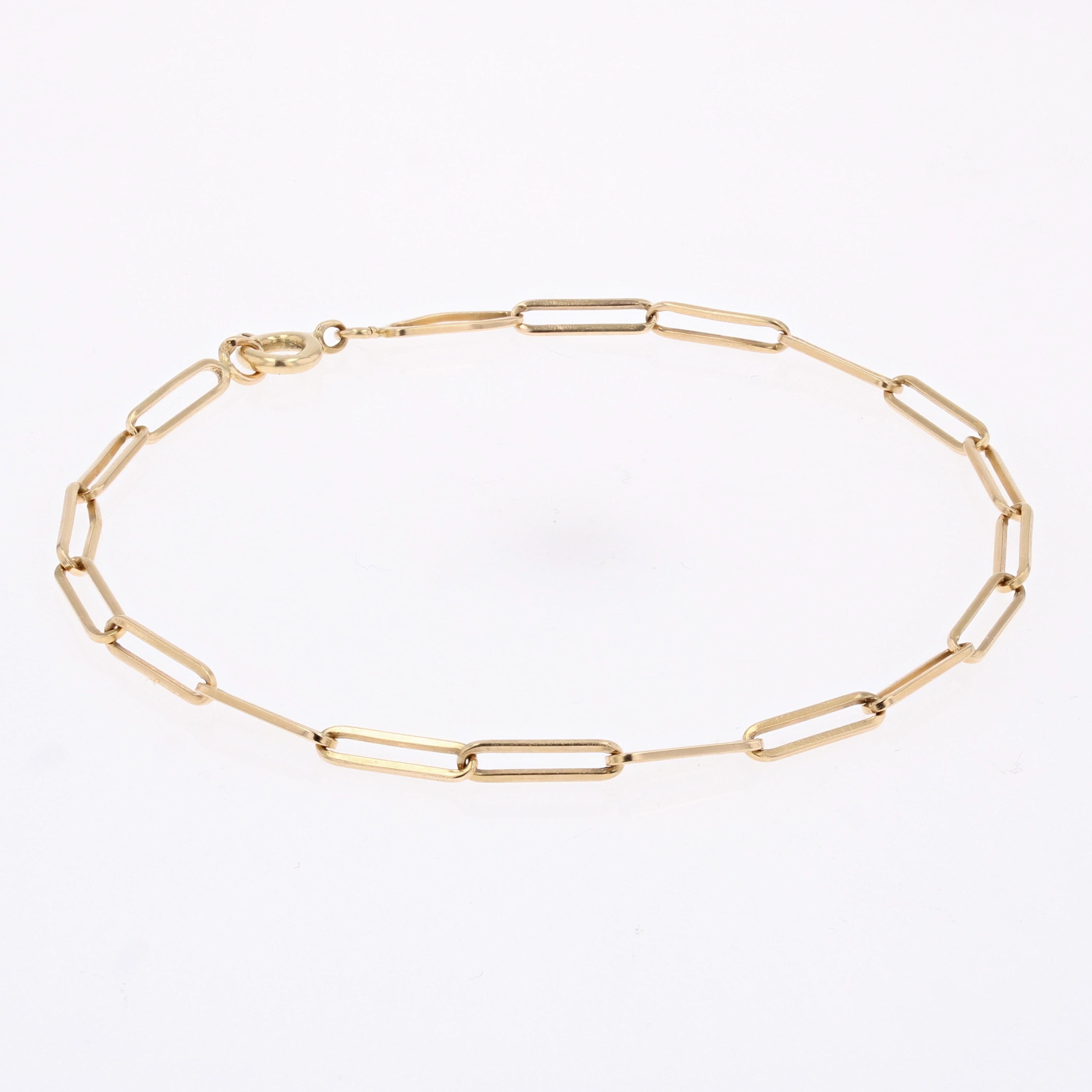 Modern Fine 18 Karat Yellow Gold Rectangular Link Bracelet For Sale 1