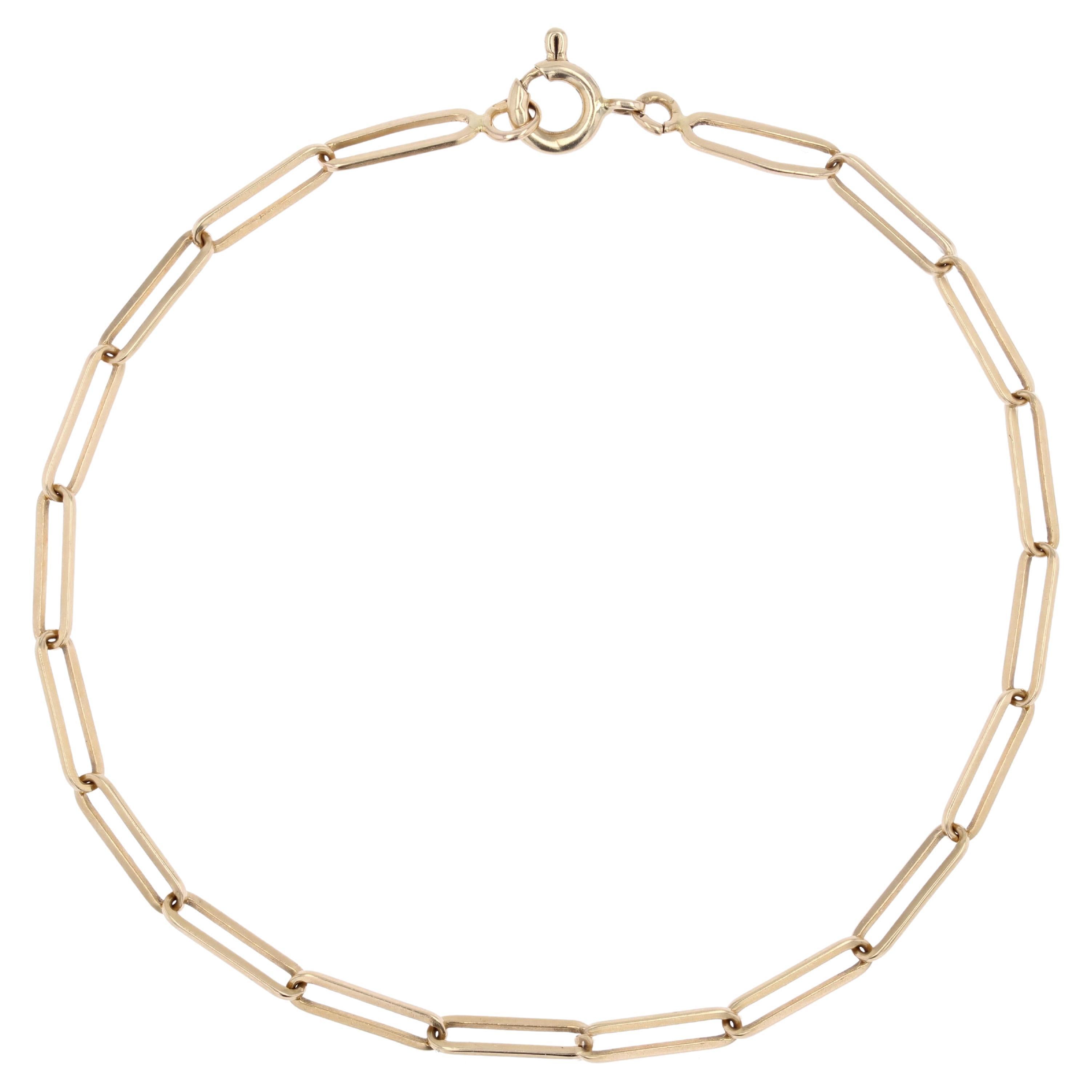 Modern Fine 18 Karat Yellow Gold Rectangular Link Bracelet For Sale