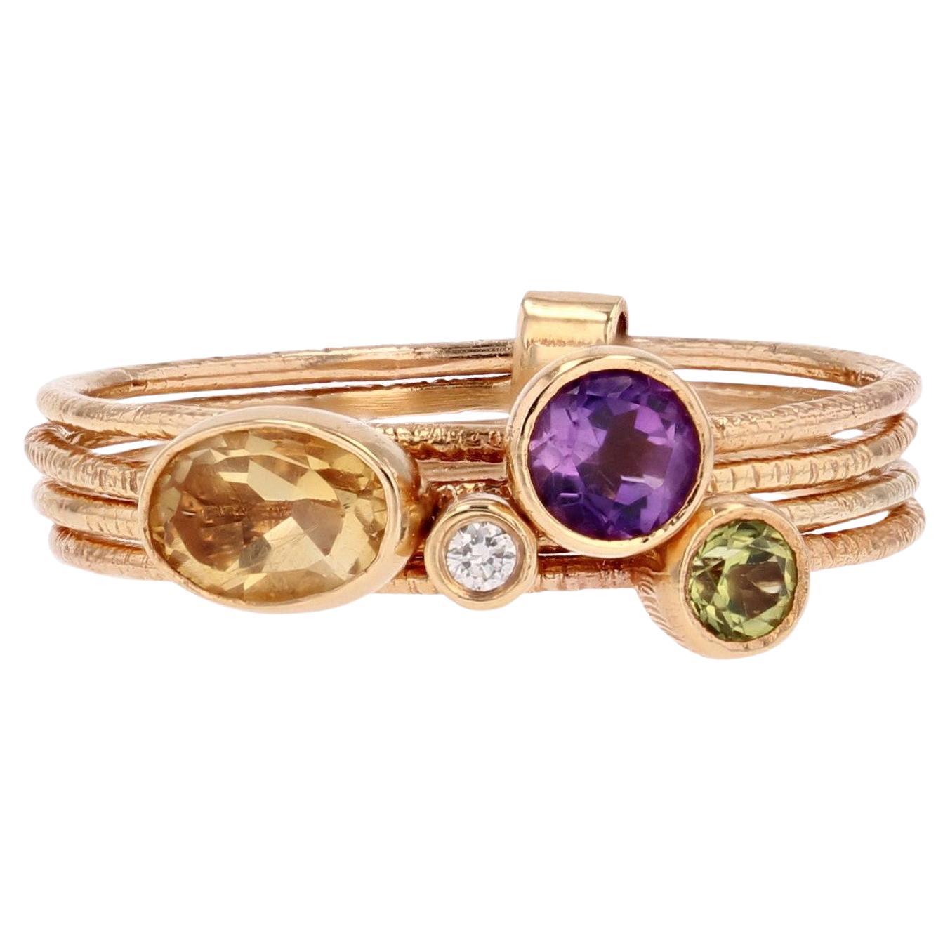 The Moderns Stone Rose Gold Four Rings (Quatre bagues en or rose) en vente