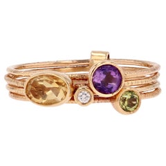 Modern Fine Stones Rose Gold Four Rings