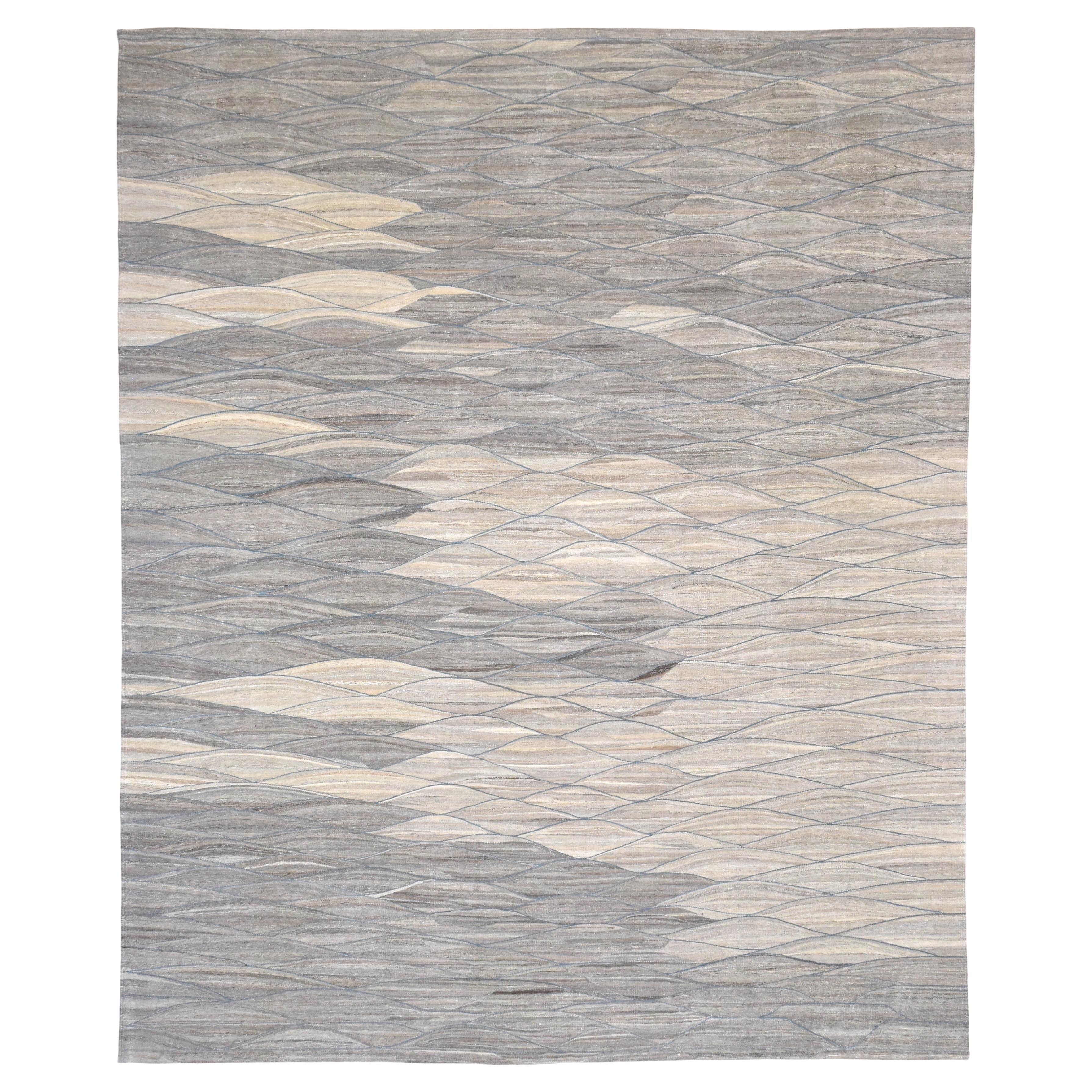 Moderner feiner Woll-Kelim-Teppich 11'10''x14'8''