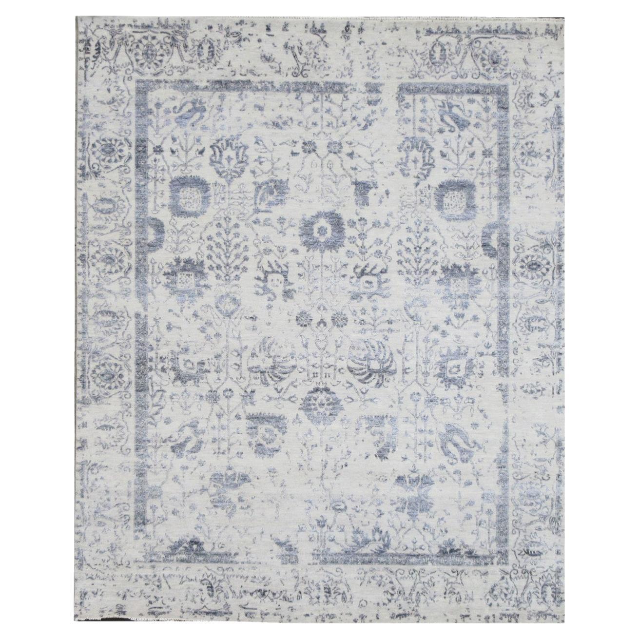 Tapis moderne en laine et soie fine à motif Broken Design