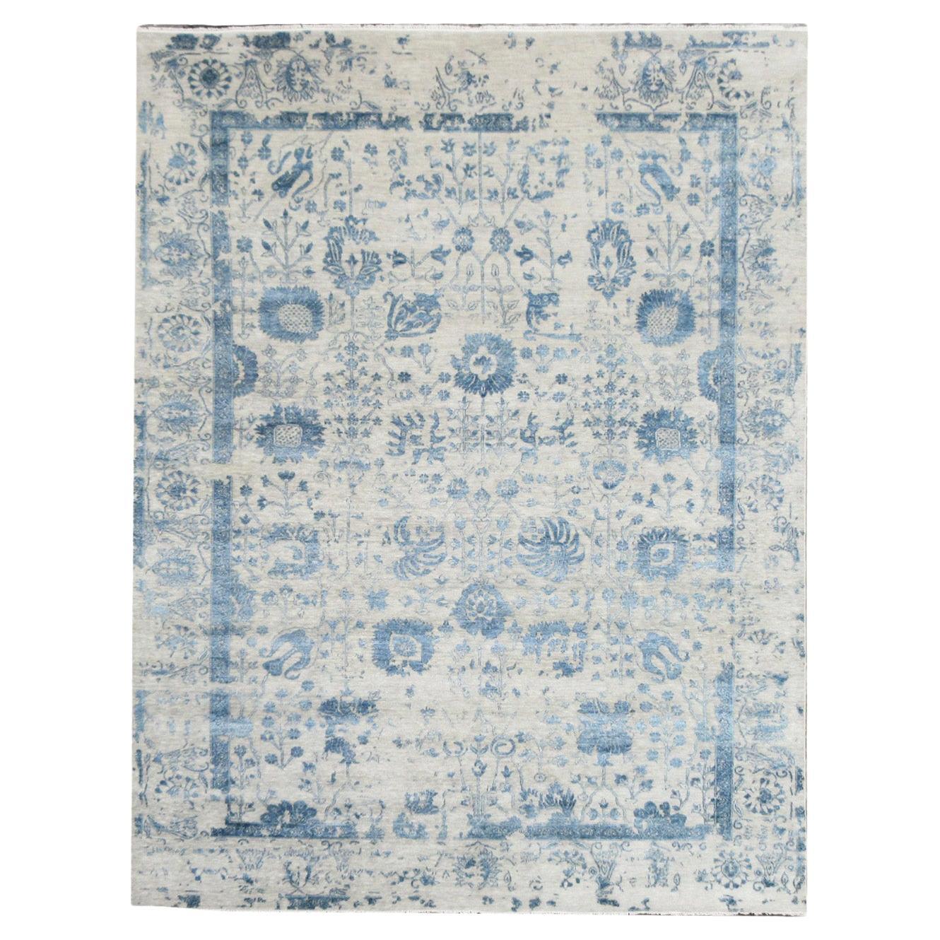Fine Silk and Wool Modern Abstract Design Contemporary Rug For Sale at