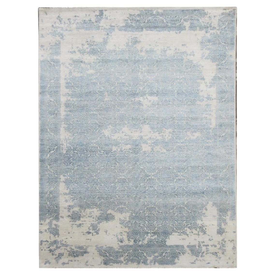 Fine Silk and Wool Modern Abstract Design Contemporary Rug For Sale at
