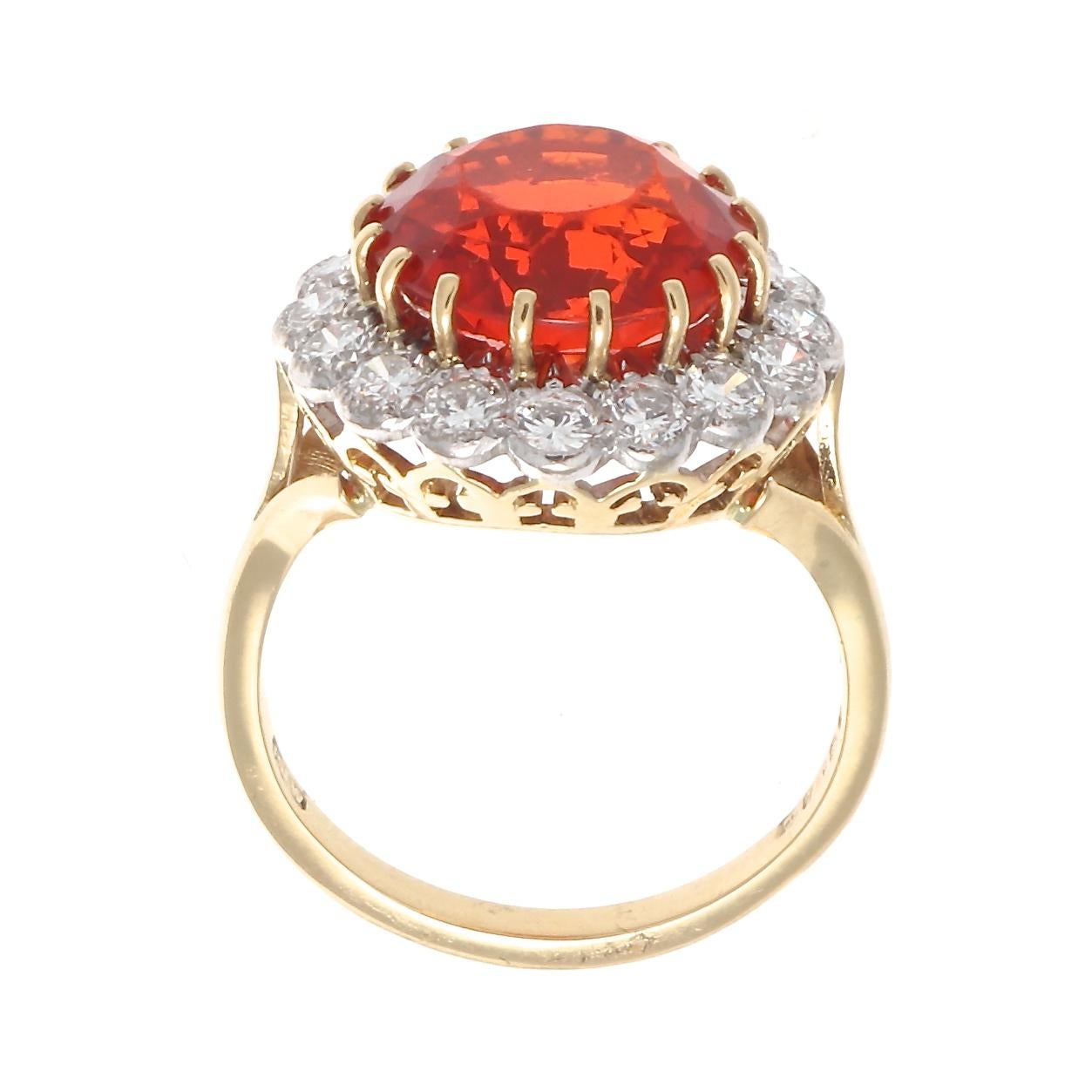 Women's Modern Fire Opal Diamond Gold Ring