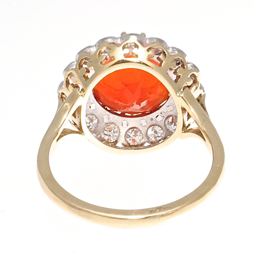 Modern Fire Opal Diamond Gold Ring 1
