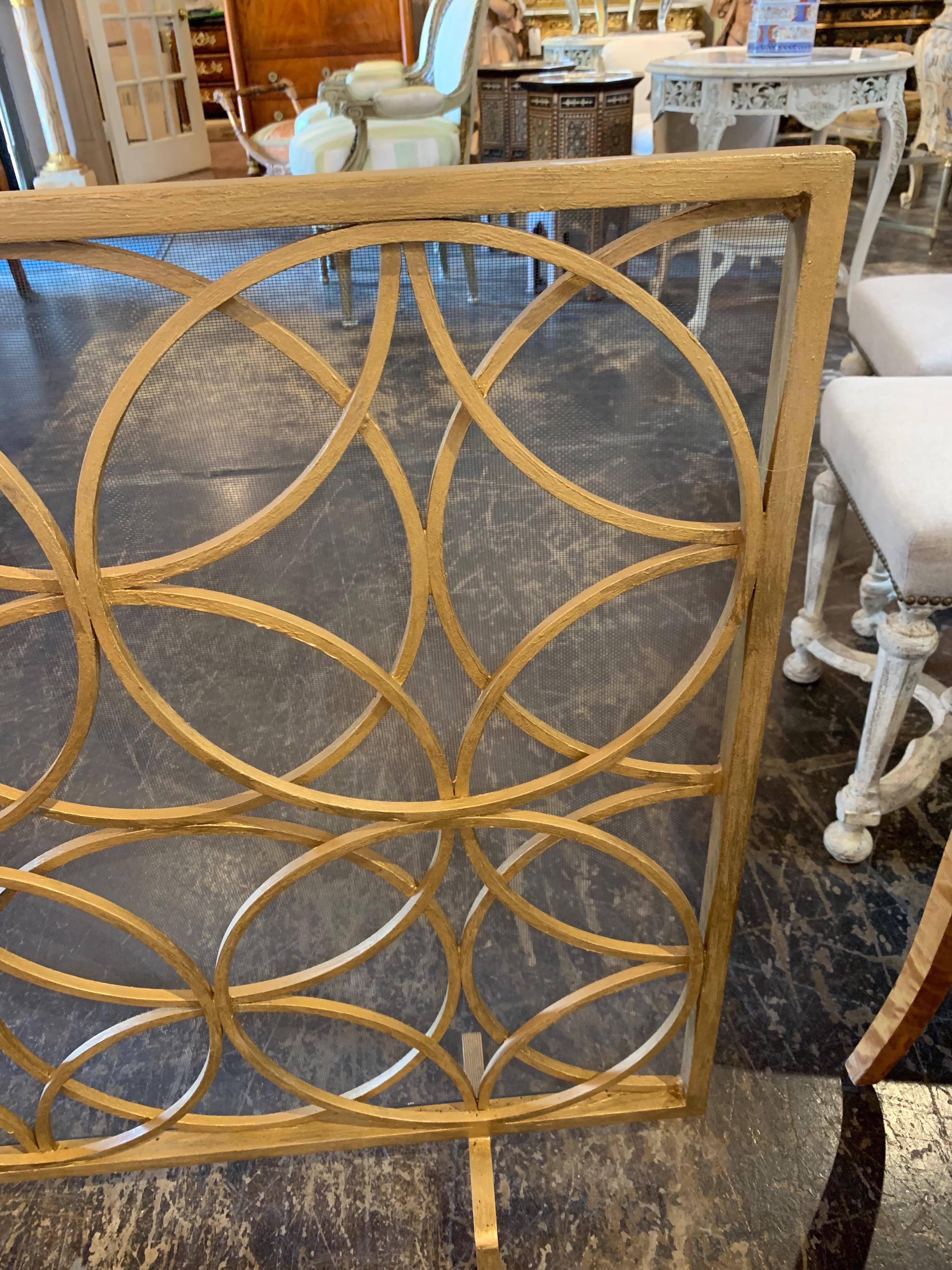 American Modern Fire Place Screen in a Gilt Finish