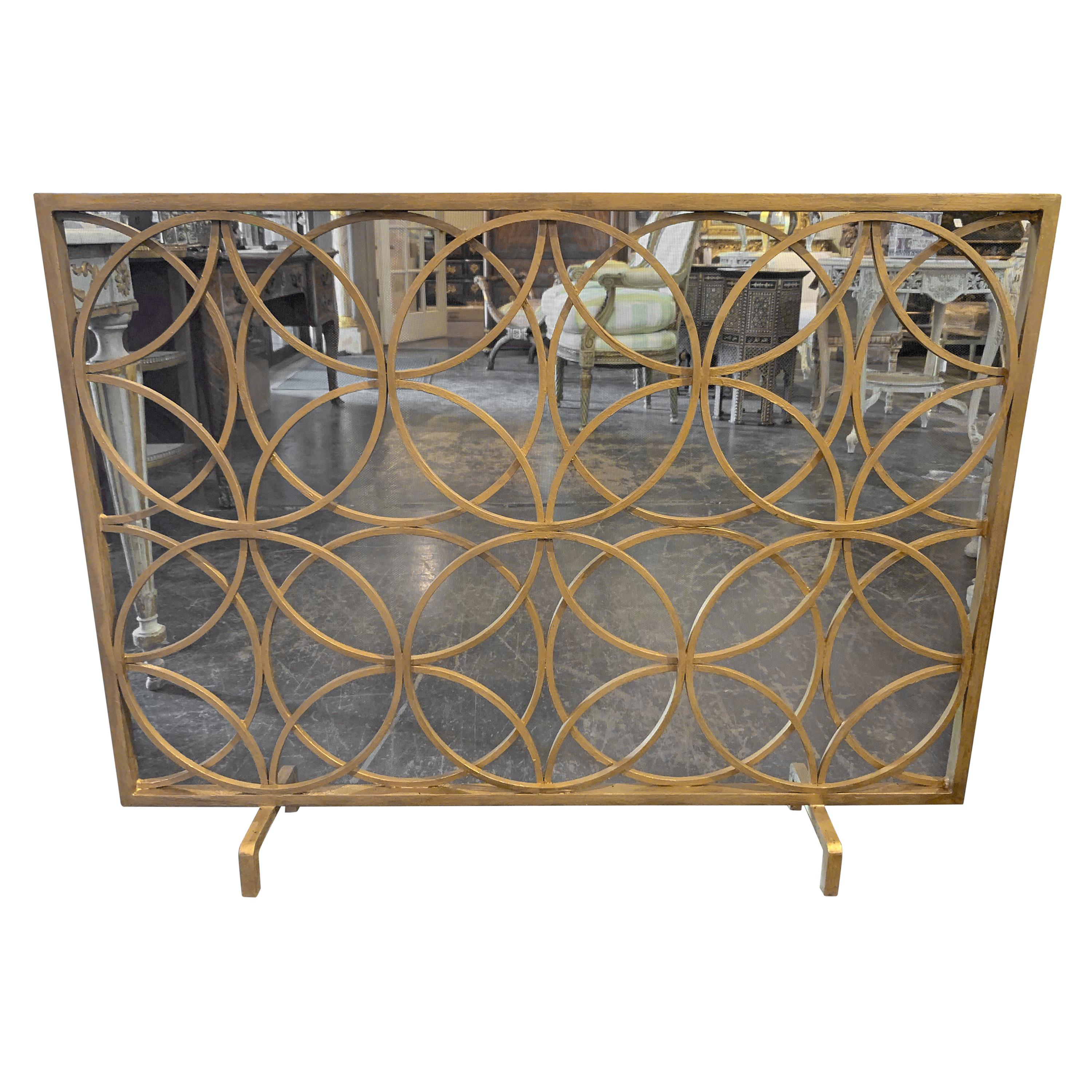 Modern Fire Place Screen in a Gilt Finish