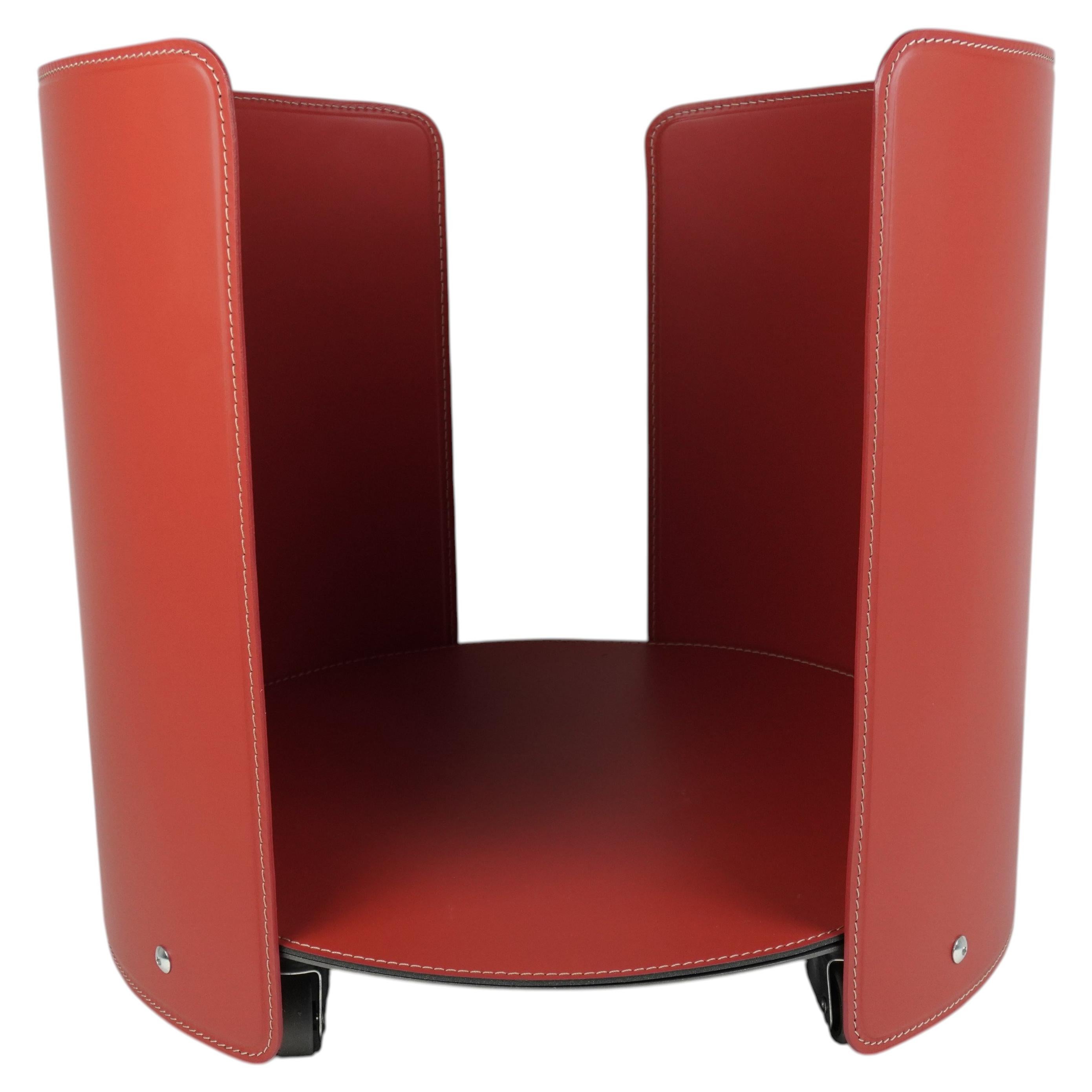 Modern Fireplace log holder in steel and leather ALEJA For Sale