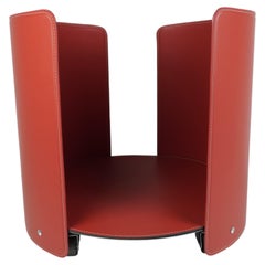 Modern Fireplace log holder in steel and leather ALEJA
