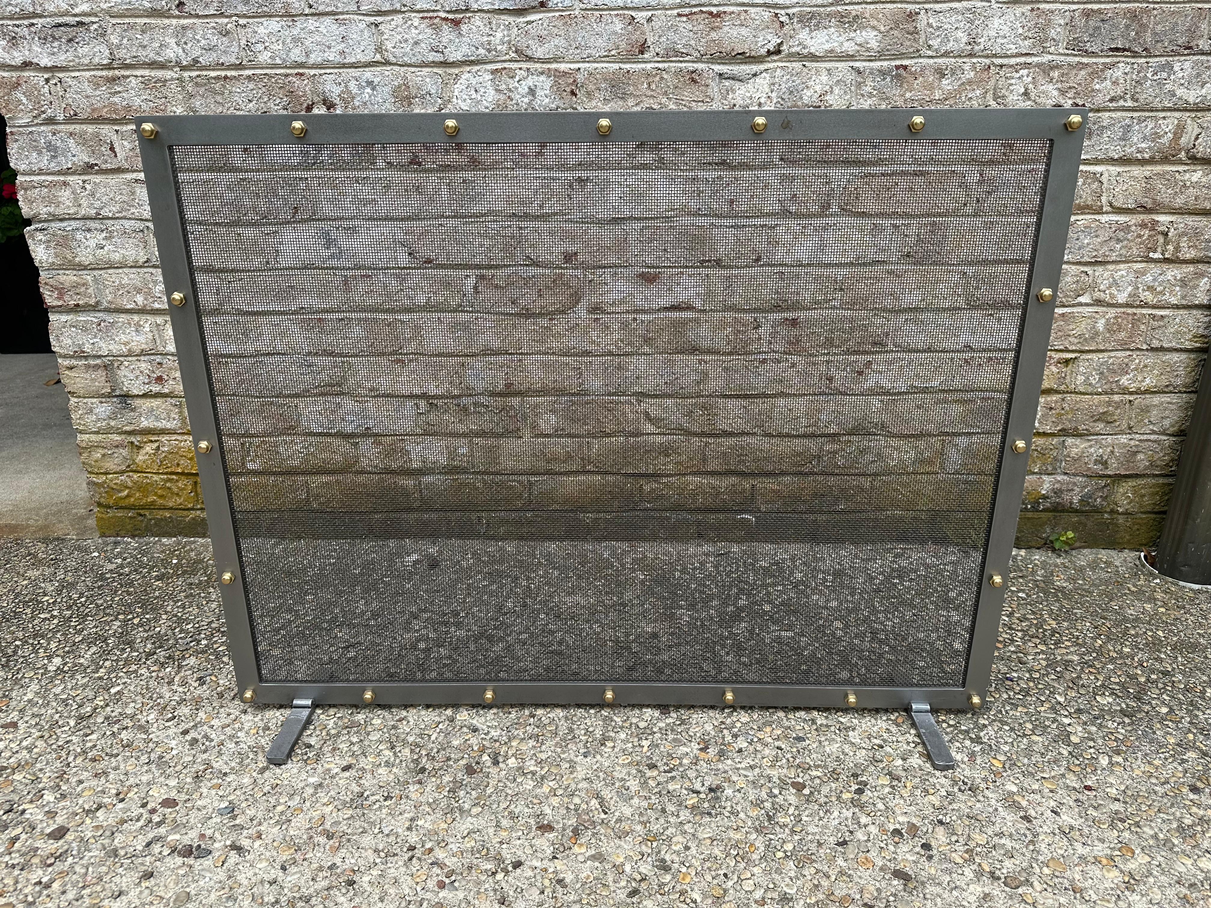 Custom handcrafted fireplace screens made out of iron, brass knots, and brass or steel mesh.

Price may vary depending on size.