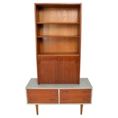 Modern Flair Scandinavian Teak Cabinet & Bookcase in Ceruse Gray, 1970s, Denmark