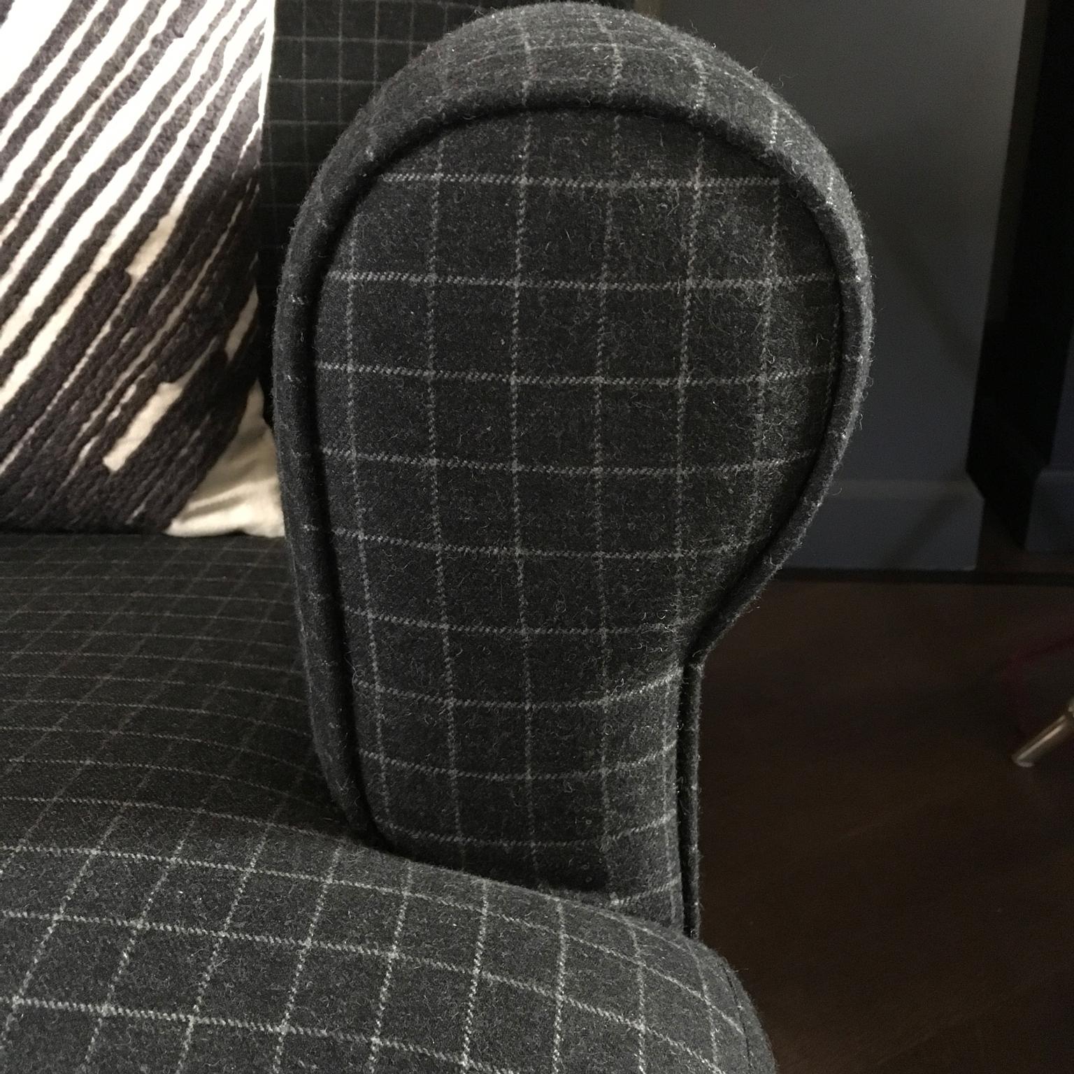 grey plaid armchair